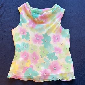 NEW Bob Mackie silk pastel floral blouse 12P